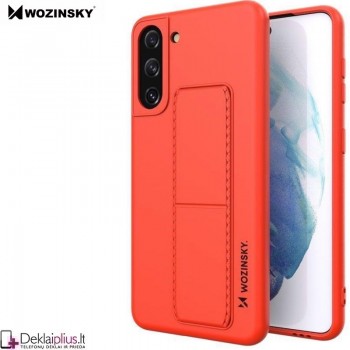 Wozinsky silikoninis dėklas - stovas raudonas (telefonui Samsung S21)